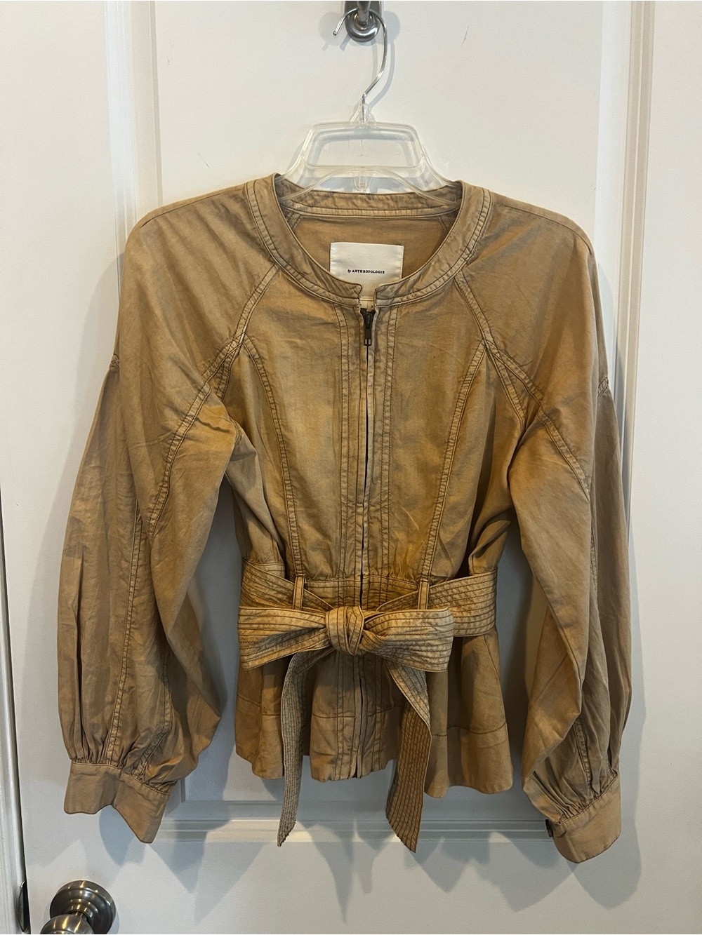 Anthropologie Belted Champagne Lightweight Utility Jacket